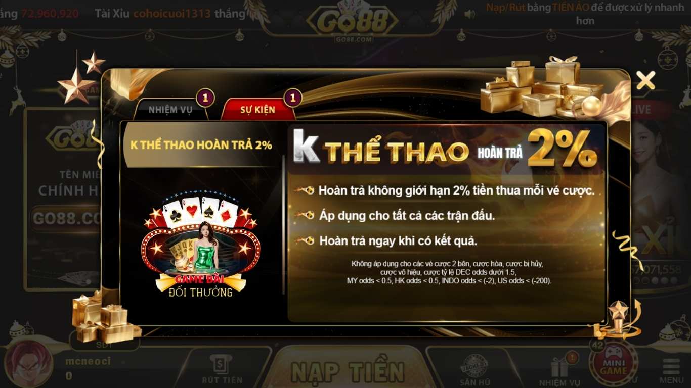 Những khuyến mãi Go88 mới nhất